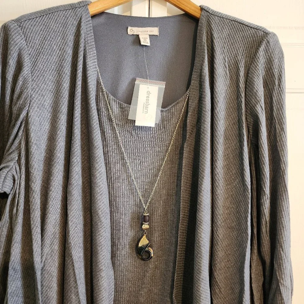 NWT Dressbarn Women's Gray Tiered Sweater Dress - Picture 2 of 7